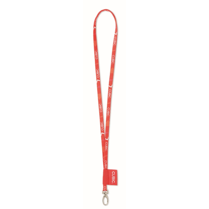 Lanyard tubular personalizado con etiqueta tejida